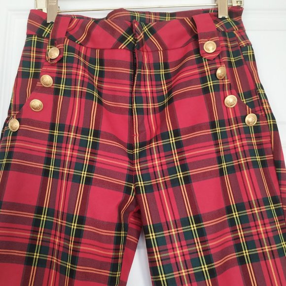 Vintage Pants - 🎊HOST PICK🎊❤️Retro Chocolate checkered plaid pants still allemande red green